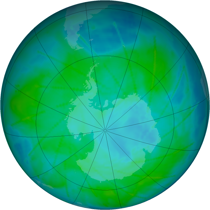 Antarctic ozone map for 07 January 2011